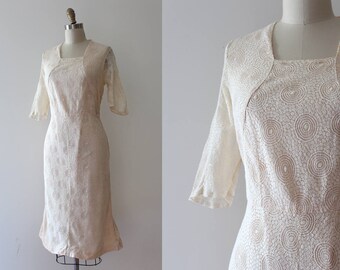 vintage 1930s SPIDER WEB lace dress // 30s pale pink spiderweb lace dress