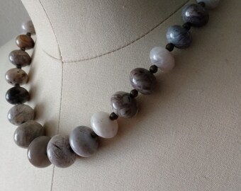 Grey Stone Statement Necklace