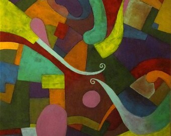 Microcosm, abstract painting on cardboard pen, 40 x 30 cm