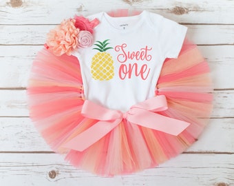 Pineapple first birthday 'Rachel' pineapple birthday outfit girl, sweet one first birthday fruit birthday outfit, summer first birthday girl