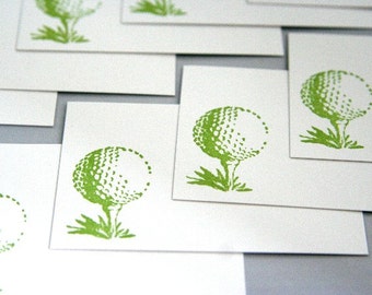 Golf Ball on Tee Enclosure or Correspondence Card Set of Ten Wedding Guest Book Alternative Tiny Gift Cards Golf Wedding Place Cards