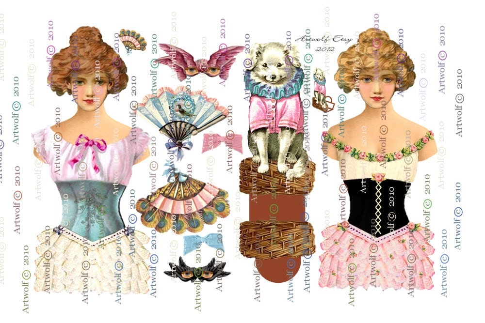 Instant Download DIGITAL PAPER DOLLs 2 Stage Theatre Showgirl