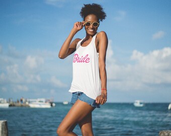White Bride Tank Top, Getting Ready Shirt, Bachelorette Shirt for Bride, Beach Tank Top, Honeymoon Tank Top, Fiancee Shirt, Engagement Gift