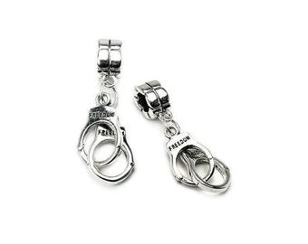 Pearl Silver 925 big hole with AC0293 P0379 handcuffs charm