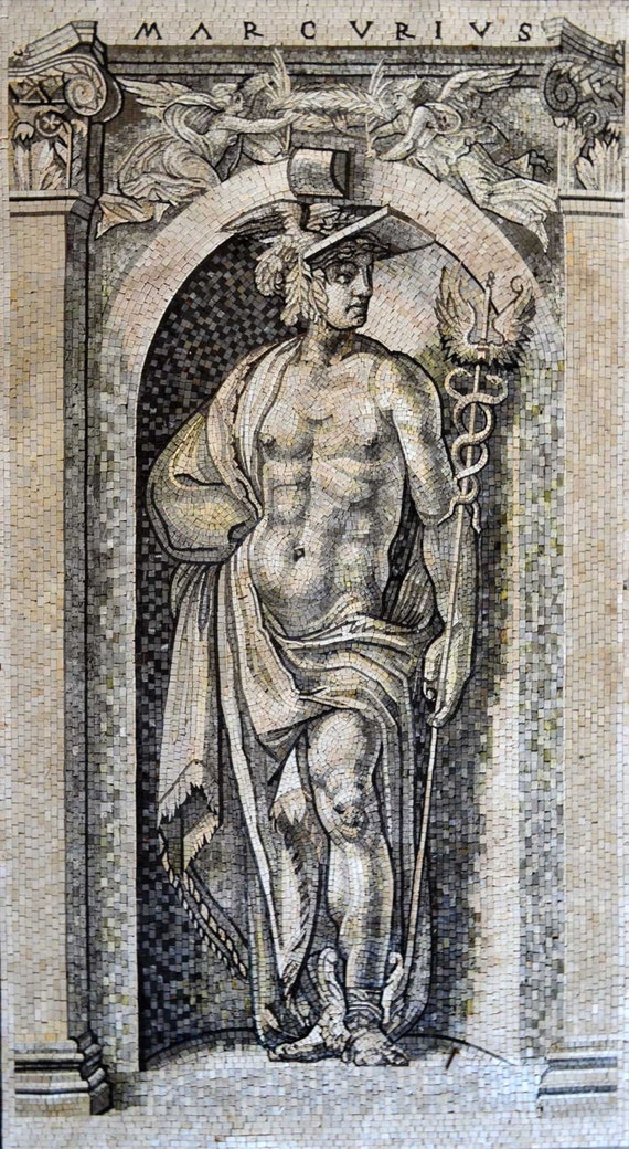 Mercurius God Marble Mosaic