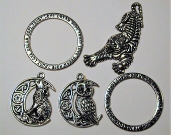 5pc Large Charm Destash Collection Silvertone C177