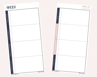Filofax PERSONAL 2-Page Weekly Printable Inserts (also fits kikki.K Time Planner MEDIUM) - Undated (Audrey Collection)