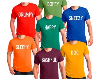 7 Dwarfs T-shirt Dwarf Halloween Costume Men's, Women's, Youth, Toddler,Baby Creeper Cosplay shirts