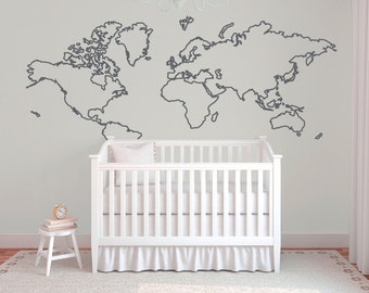 world map wall decal world map outline wall decal nursery wall decor adventure