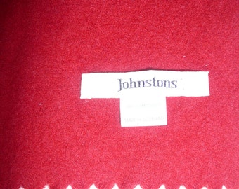 Johnstons vtg dark red scarf 100% lambswool made in Scotland