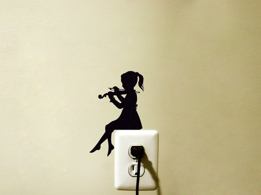 Light Switch Fabric Wall Sticker Girl Playing Violin Wall Light Switch Fabric Wall Sticker Girl Playing Violin Wall