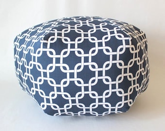 Dark Blue Pouf, Navy Nautical Pouf, large pouf ottoman pillow, floor pillow - fabric floor cushion - Blue Floor pouf