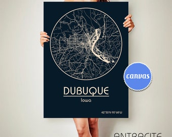 DUBUQUE Iowa CANVAS Map Dubuque Iowa Poster City Map Dubuque Iowa Art Print Dubuque Iowa