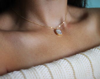 •FLOCK• double druzy + silver necklace (adj to 18