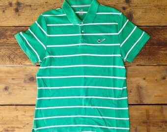 Nike The Athletic Department green and white stripe polo shirt