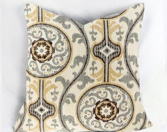 Decorative Pillow Cushion Cover - Accent Pillow - Throw Pillow - OH Suzani Metal