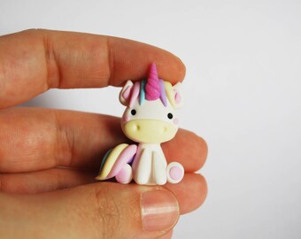 Magnet little Corny Unicorn in fimo Horn Fuchsia glitter
