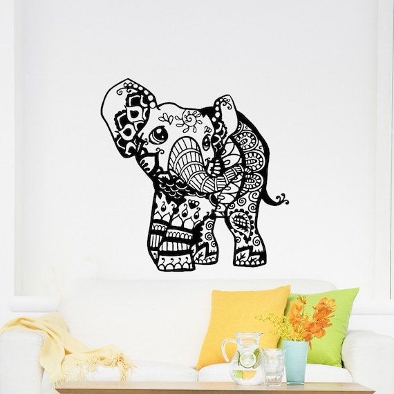 Wall Decals Elephant Decal Indian Pattern Yoga Sticker Vinyl