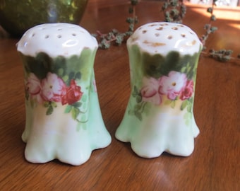 Vintage Cottage Chic Salt and Pepper Shakers Handpainted Roses