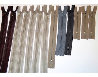 Set of 13 tones Brown zippers