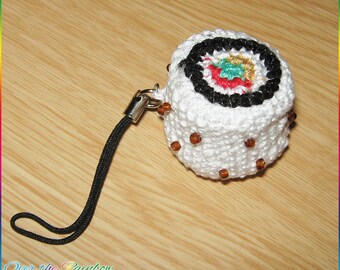 Phonecharm crochet sushi california roll