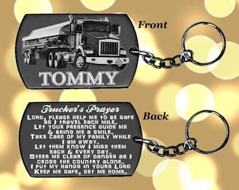 Tanker Truck Drivers Prayer, Truck Driver gift, Truck Driver, Trucking, Semi Truck Driver, Dog tag, Key chain or Necklace + Free Engraving