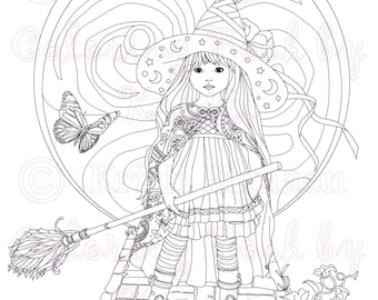 Adult Coloring Page, Fantasy Art, Digital Download, Coloring by Kristi