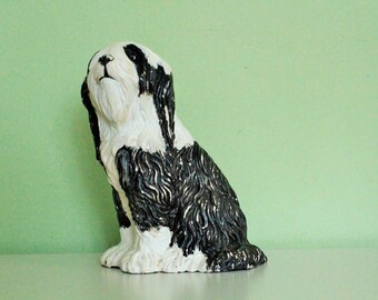 Vintage Ceramic Old English Sheepdog Figurine Statue Figure Sculpture Pottery Home Decor, Office Decor