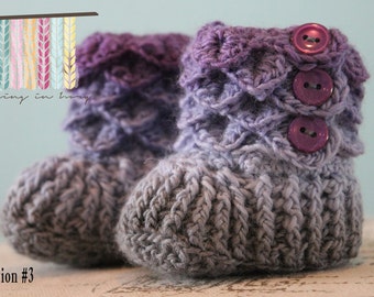 Crocodile Stitch Booties - Crochet Baby Booties - CUSTOM OPTIONS AVAILABLE