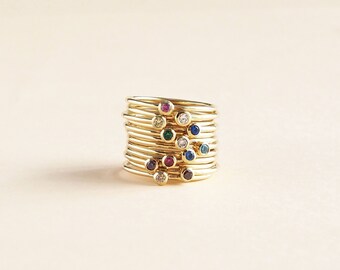 Dainty Birthstone Ring / Custom Birthstone Ring / Minimal Ring / Stacking Ring / Gift for Her - NR12