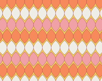 Cotton Fabric - Pink Dreamin Vintage Mod Pop Carnation by Art Gallery Fabrics - AGF Orange, White, Pink, Quilting Fabric - Nursery Fabric