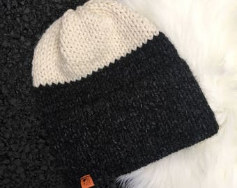 Double Brim Hat // Knit Hat // Slouchy Beanie // in colors Charcoal, Fisherman