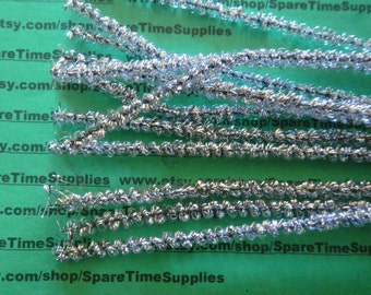 Loopy Tinsel Stems - silver - 6 mm x 12” - 12 pcs - Fibre Craft - #3271-62