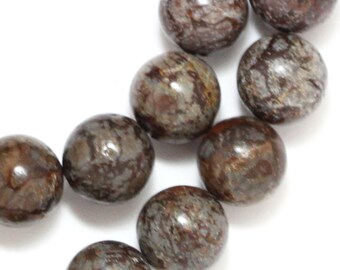 Brown Snowflake Jasper Beads - 10mm Round