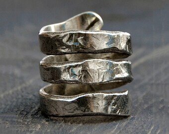 Boho Spiral Ring, Adjustable Ring, Silver Ring, Hammered Ring, Bohemian Ring, Statement Ring, Rings for Women, Boho Jewelry