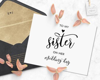 To My Sister On Her Wedding Day, Sister Wedding Cards, Card For Sister Wedding Gift, Wedding Cards To Bride, Wedding Day Cards Printable