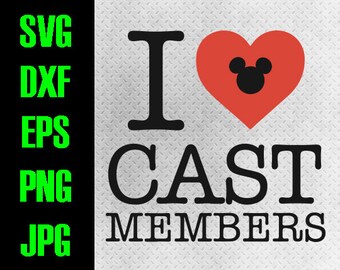 Disney heart - svg, dxf, eps, png, jpg cutting files - cricut, silhouette iron on Disney I love cast members Disneyland Disneyworld working