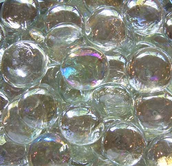 10 Clear Iridescent Medium Glass Gems Floral Vase Fillers