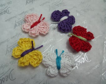 Set of 10 Assorted Crochet Butterfly Appliques. Handmade Crochet Butterfly Appliques.