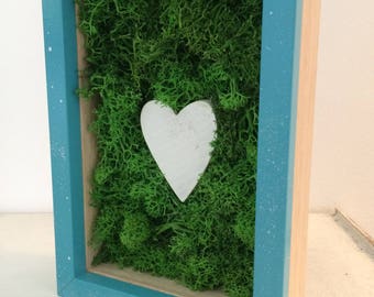 Artistic picture frame of stabilized moss