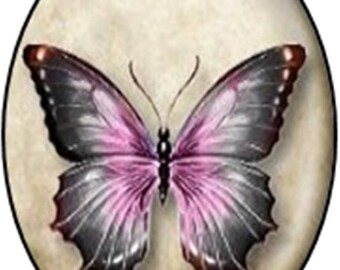 1 cabochon glass 25mm x 18mm Butterfly theme