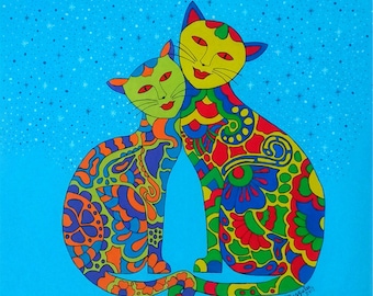 Lovely Cat-Original Abstract Painting-Acrylic-Canvas-Fine Art-Hand Painted-Signed