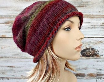 Instant Download Knitting Pattern - Knit Hat Knitting Pattern - Knit Hat Pattern for Atticus Slouchy Beanie Beanie Womens Hat