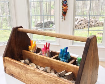 Rustic Caddy LARGE, Handmade Toolbox, Art Caddy, Father's Day Gift, Kids Toolbox, Rustic Storage Box, Farmhouse Decor