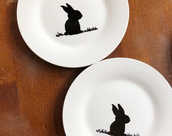 Set of 4 Easter Bunny Appetizer Plates