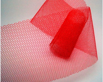 1 meter of fabric in red tulle - 8cm