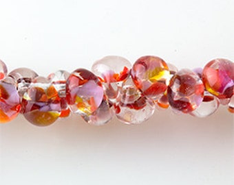 10 Teardrop Handmade Lampwork Beads - Zinnia 13mm (22735)