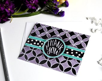 Thank You Card Chalkboard Thank You Card Chalk Art Lattice Polka Dot Purple Chalk Card Thank You Chalkboard Art Chalkboard Card