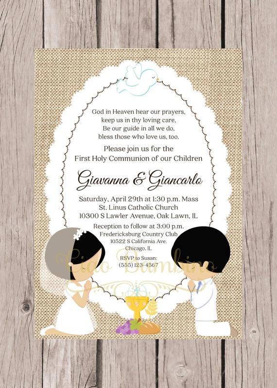 Invitations Communion For Twins 5