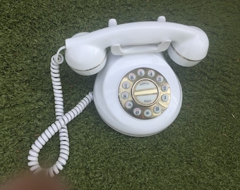 Vintage White Push Button Telephone Phone